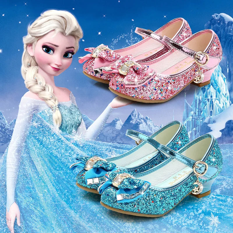 Classic Bow Girl Pu Leather Shoes For Girls Party Dance Children Kids Shoes Princess High Heels Child Wedding Shoes