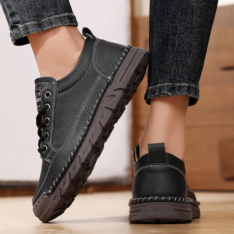 Platform Loafers 2025 New High Quality Men's Sports Shoes Leather Casual Shoes Autumn Breathable Men's Shoe Women's Flat Shoes