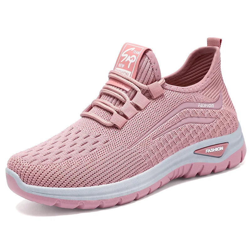 Women's Breathable Lace-Up Sneakers Soft-Soled Comfortable Casual Shoes, Trendy Lightweight Footwear for Daily Wear All Seasons