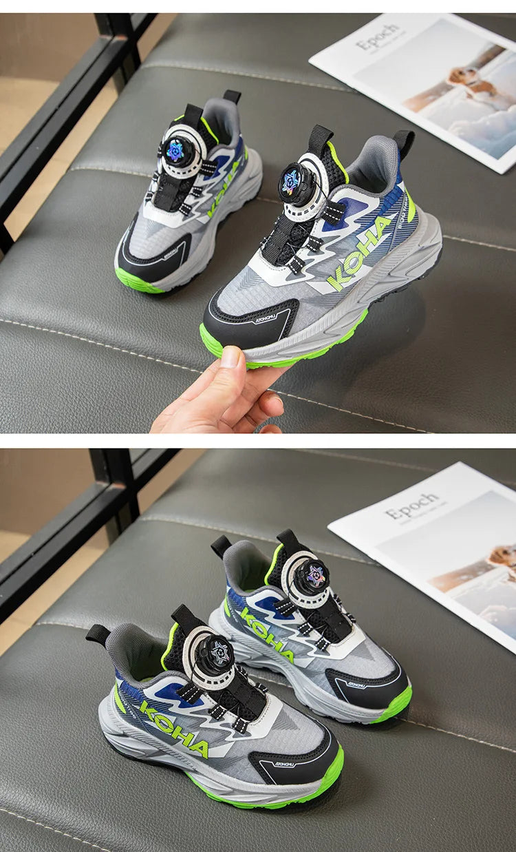 Boys Running Shoes with Rotating Buttons Breathable Comfortable Dad Sneakers Kids Sports Shoes for Autumn Season New Arrival