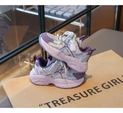 Kids Sneakers Mesh Breathable Girls Running Shoes Non-slip Thick Soft Sole New Children Sports Shoes Mesh Breathable Trendy