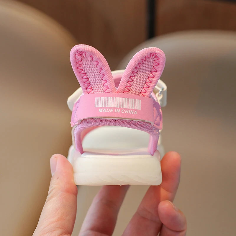 Children's Sandals 2-12 Years Old Cartoon Greenish Pink Soft Boys Girls Beach Shoes Casual Non-slip Kids Baby Sports Sandals