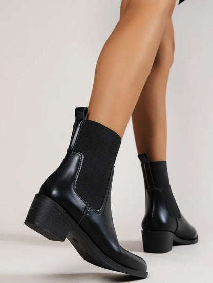 Fashion Boots Women's Short Boots New Style Thick Heel Chelsea Boots Women's Versatile Elastic Thin Boots Comfortable