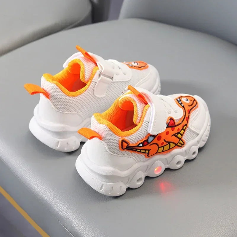 Children Cute Cartoon Boys Casual Sneaker for Children Shoes Girl Mesh Breathable Lighting Shoes Baby Illuminated Shoe