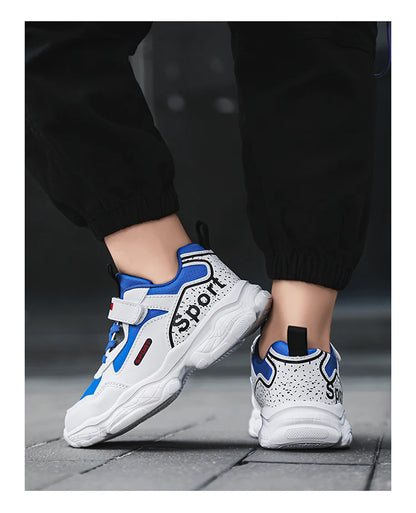 Boys Shoes Sneakers Leather Children Comfortable Flat Shoes Black White Shoes for Kids Girls School Walking Footwear Non Slip