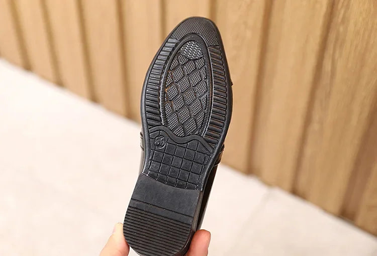 New Kids Leather Shoes Children Baby Loafers Slip-on Flats Students Soft Bottom Performance Shoes Boys Toddler Party Dress Shoes