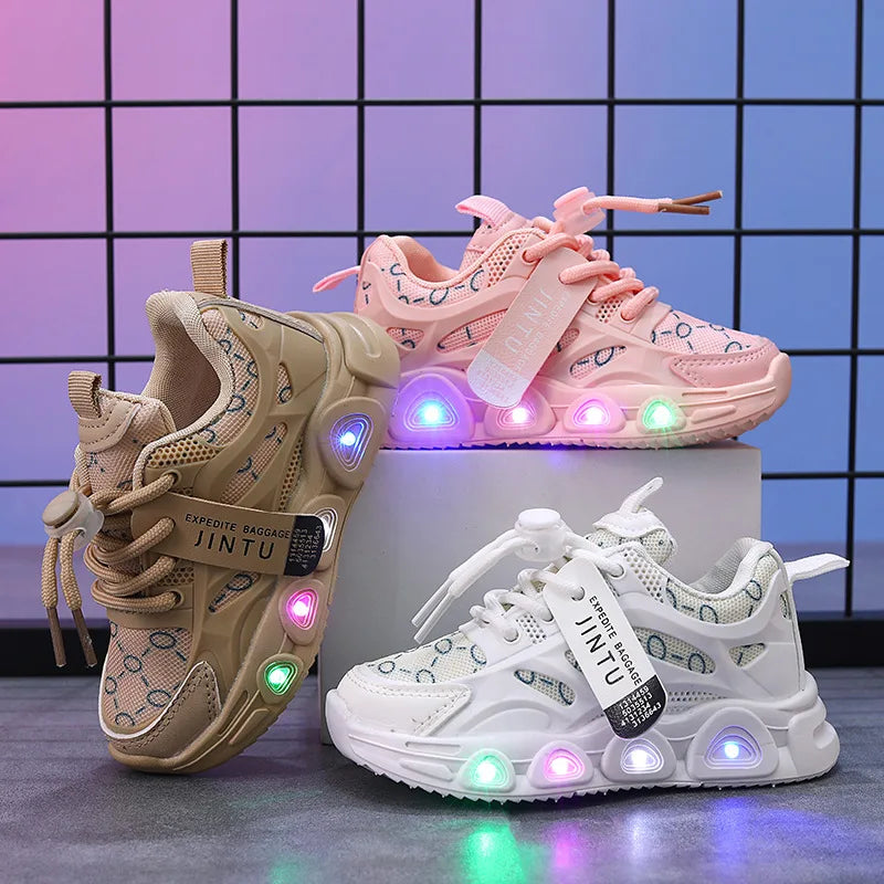 Kids Sneakers Spring New Girl Sneakers Casual LED Kid Shoes Fashion Girls' Shoes Designer Shoes Tenis De Mujer