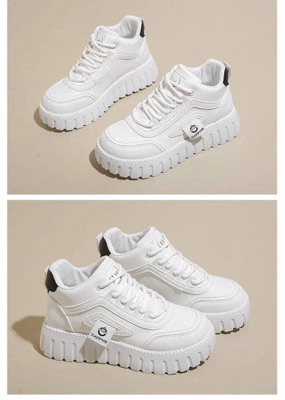 Women's Platform Sneakers Fashion High-top Casual Shoes for Women Lace Up Vulcanized Shoes Trendy Skateboard Shoes Zapatos Mujer