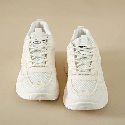White Sneakers Women New Leather Chunky Sneakers Women's Sports Shoes Thick Tennis Vulcanized Shoes Basket Platform Shoes