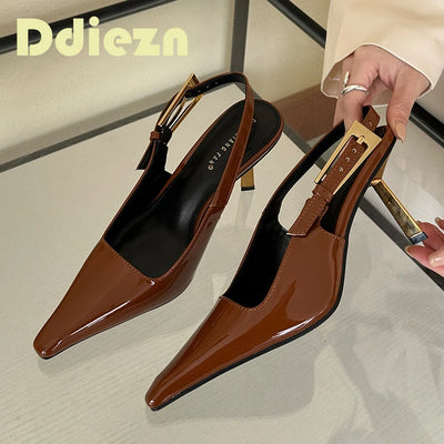 2025 Women Shoes Pumps Sandals Spring Fashion Pointed Toe Slingbacks Female Footwear Summer Ladies Shallow Shoes High Heels