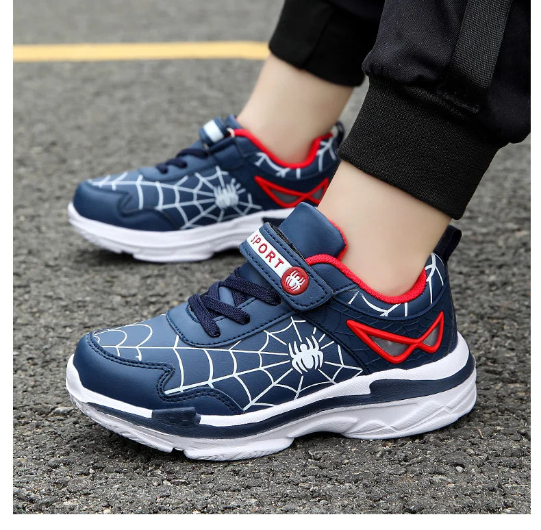 Kids Shoes Boys Sneakers Red PU Leather Children Sneakers New Fashion Casual Fashion Sports Outdoor Running Tennis Shoes for Boy