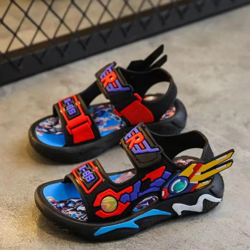 Upgraded Boys Sandals Soft Sole Anti Slip Sandal Cartoon Outwear Small and Medium Sized Children Beach Sandals