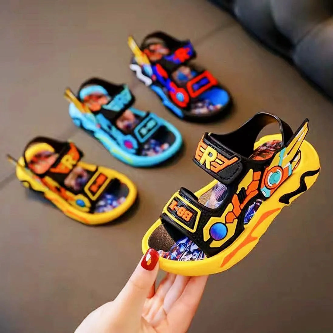 Upgraded Boys Sandals Soft Sole Anti Slip Sandal Cartoon Outwear Small and Medium Sized Children Beach Sandals