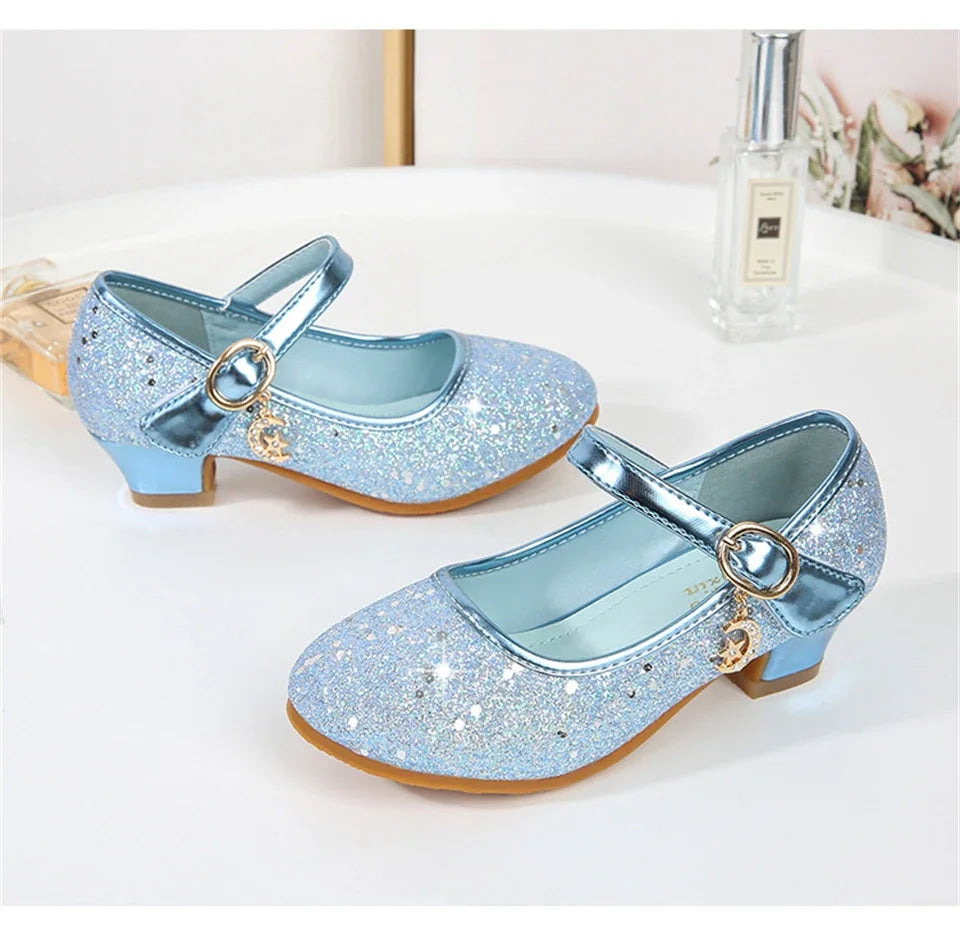 Girl High Heels Princess Shoes Halloween Cosplay Kids Shiny Party Dress Up Leather Shoe for School Uniform Wedding