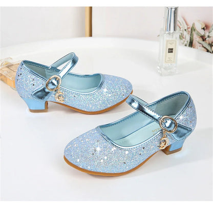 Girl High Heels Princess Shoes Halloween Cosplay Kids Shiny Party Dress Up Leather Shoe for School Uniform Wedding