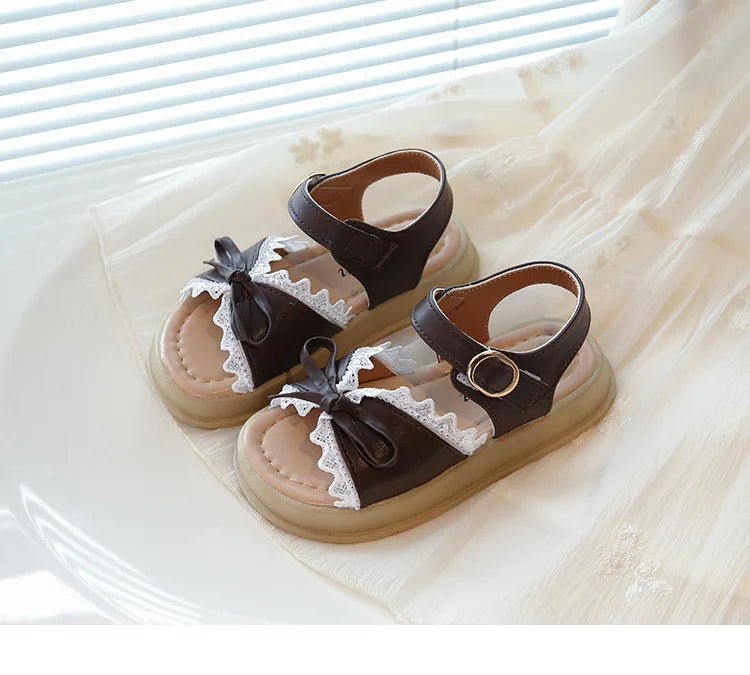Girls Sandals Sweet Bow Toddler Kids Princess Beach Shoes Soft Sole Summer New Children Casual Shoes Breathable Non-slip