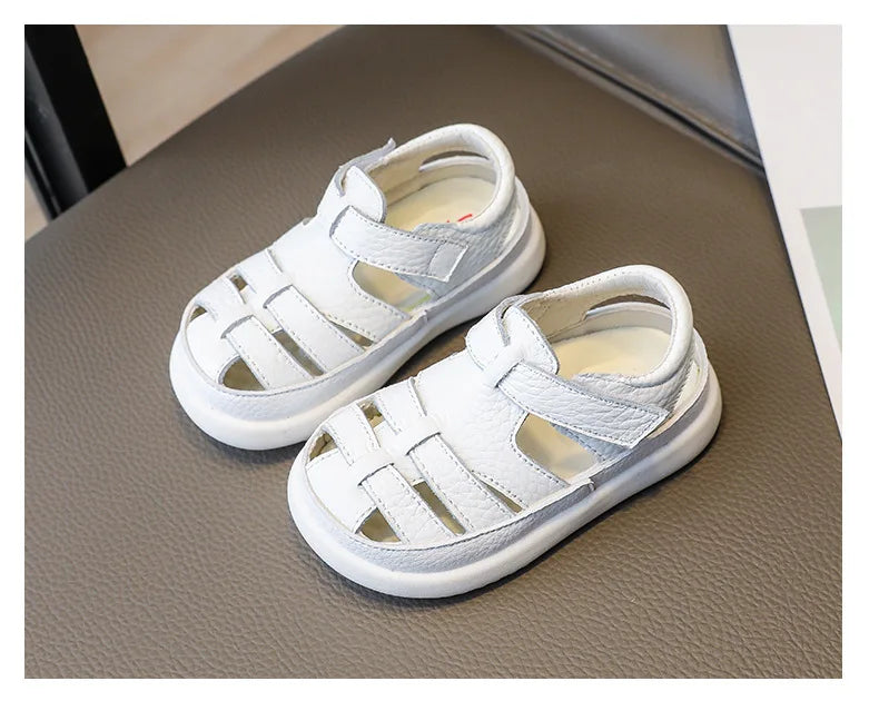 Baby Boys Sandals Girls Casual Shoes Summer Infant Toddler Shoes Anti-Slippery Genuine Leather Sport Beach Sandals for Kids