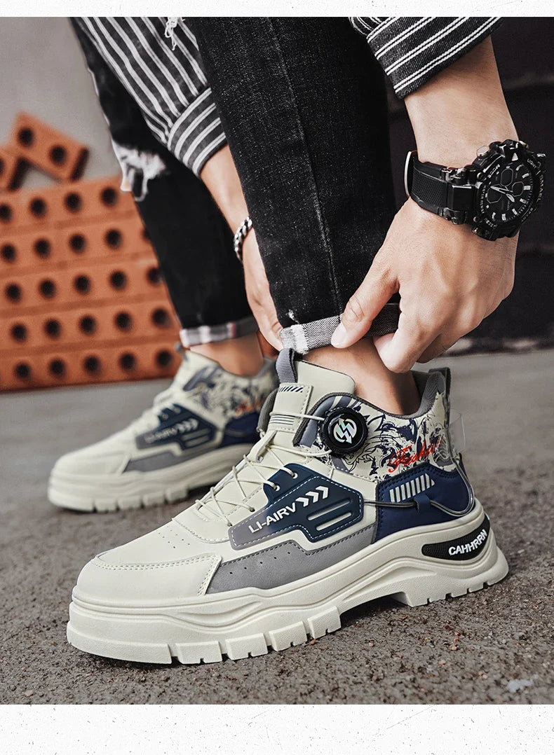 Men's Casual Outdoor Boots Fall Breathable Trendy Versatile Leisure Knob Board Shoes Anti-slip Riding Fashion Sneakers  (Available)