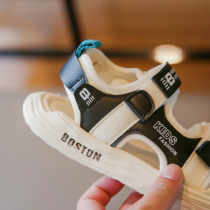 New Hot Sales Black Beige Soft Boys Girls Beach Shoes Casual Non-slip Kids Baby Sports Sandals