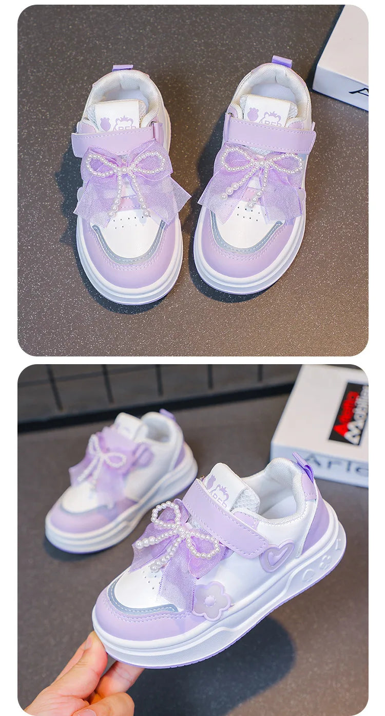 Girls Athletic Shoes Lightweight Princess Casual Sneakers Non Slip Soft Sole Toddler Kids School Tennis Fashion Shoes for Girls