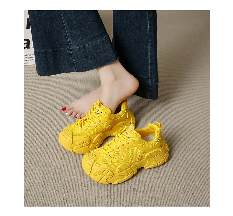 Women Platform Sneakers Lace Up Running Sports Shoes Soft Breathable Tennis Sneakers Casual Outdoor Comfortable Shoes For Female