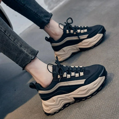 Women's Sneakers Trend Height Increasing Platform Shoes Breathable Casual Sports Shoes for Women Black Vulcanized Shoes Sneakers