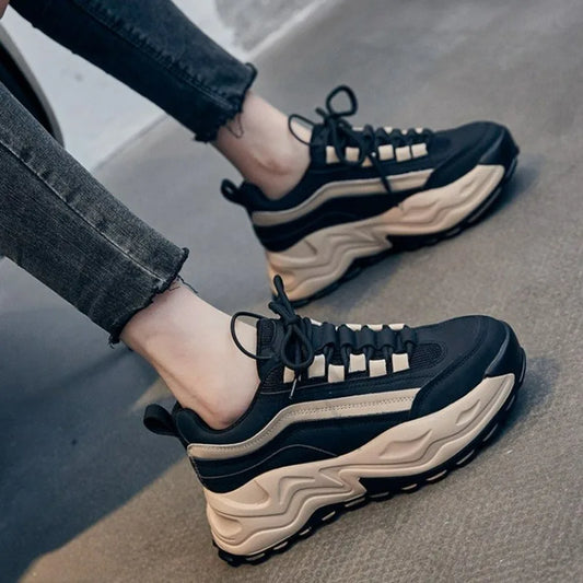 Women's Sneakers Trend Height Increasing Platform Shoes Breathable Casual Sports Shoes for Women Black Vulcanized Shoes Sneakers