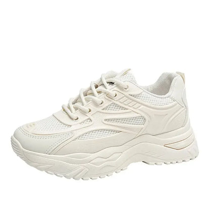 White Sneakers Women New Leather Chunky Sneakers Women's Sports Shoes Thick Tennis Vulcanized Shoes Basket Platform Shoes