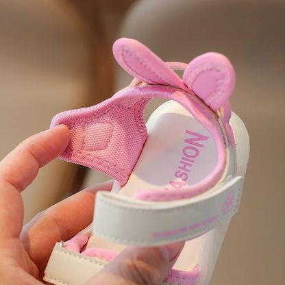 Children's Sandals 2-12 Years Old Cartoon Greenish Pink Soft Boys Girls Beach Shoes Casual Non-slip Kids Baby Sports Sandals