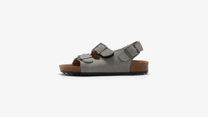 Boys Summer Soft Soled Cork Sandals Children One Line Herringbone Slippers Girl Beach Breathable Double Ring Buckle Casual Shoes