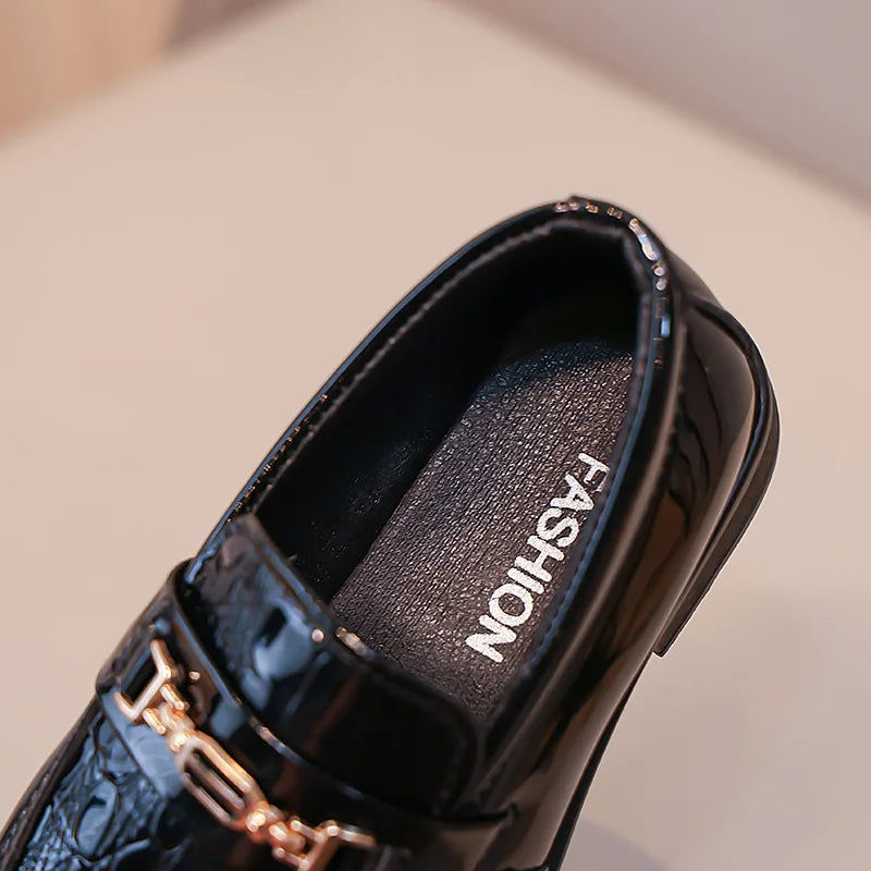 Children Leather Shoes Boys Formal Shoes Black Classic Point Toes Soft Bottom Spring Autumn British Style Kids Flat Shoes