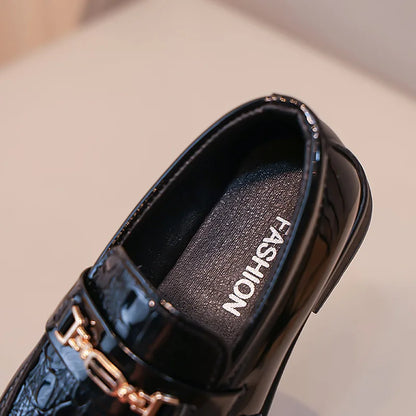 Children Leather Shoes Boys Formal Shoes Black Classic Point Toes Soft Bottom Spring Autumn British Style Kids Flat Shoes
