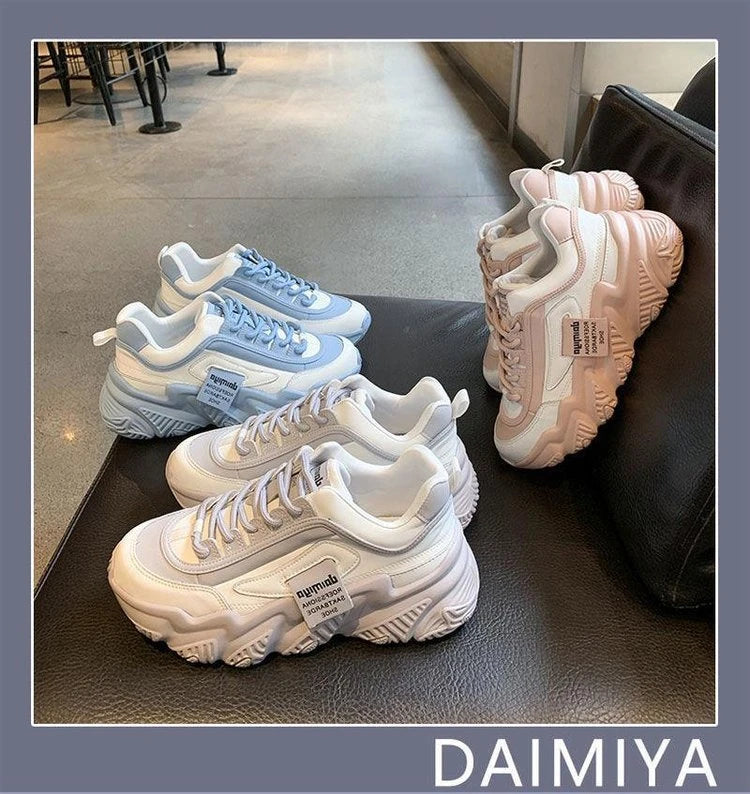 2023Women Shoes Fashion Trend Casual Sneakers Women Comfortable Soft Bottom Lace Up Female Platform Shoes Zapatos De Mujer