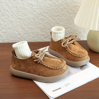 Kids Casual Loafers for Boys Girls 2025 New Autumn Toddler Walking Shoes Non-slip Thick Sole Retro Chic School Outdoor Footwear