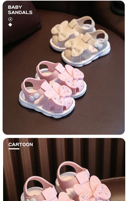 Solid Bow Children's Summer Shoes Cute PVC Beach Non Slip Sandals For Baby Girls Footwear Soft Infant Kids Fashion Sandals