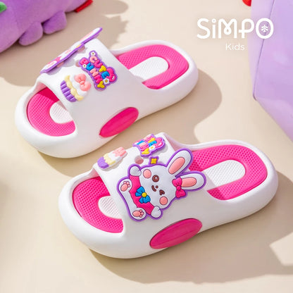 Cute Bunny Children's Home Slippers Girls' Summer Footwear Beach Sandals For Kids Thick Sole Soft Non-slip Home Bathroom Shoes