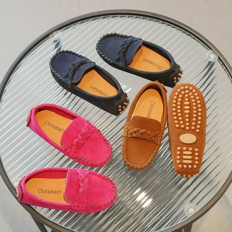 Boys Leather Shoes Fashion Kids Flats Loafers Slip-on Moccasins Classic Children Party Shoes 2024 Spring Autumn Soft Breathable