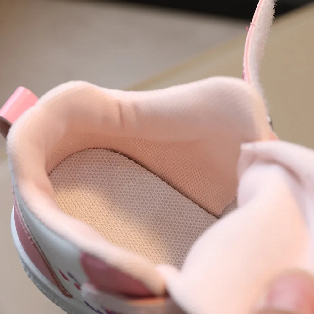 Children's Sports Shoes Spring and Autumn New Cute Girls' Sneakers Versatile Soft Breatheable Hook & Loop Fashion Kids Shoe
