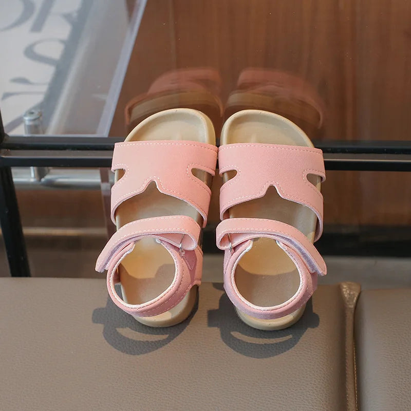 Boys Girls Sandals PU Suede Soft Beach Shoes For Children Casual Hook Loop Anti Slip Kids Sandals