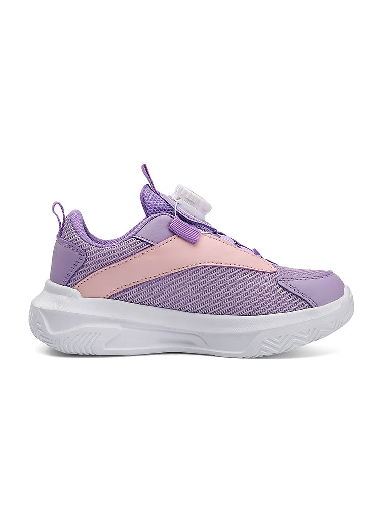 Boys' New Trendy Color-Blocked Mesh Sneakers with Knob Buckle, Dad Shoe Style Breathable Children's Shoes, Spring and Autumn Campus Outdoor Non-Slip Running Shoes, Casual Sports Trendy Shoes