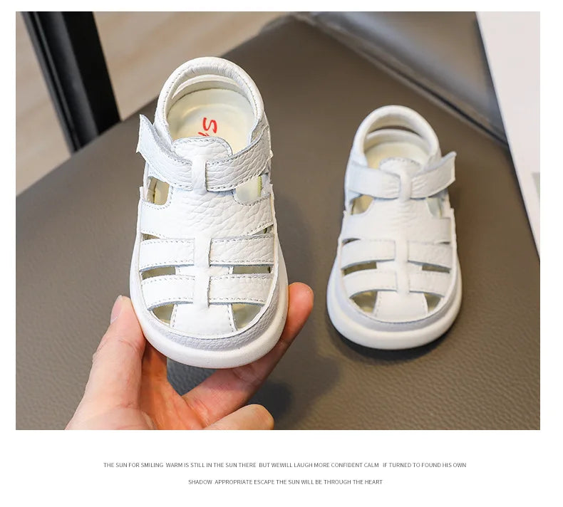 Baby Boys Sandals Girls Casual Shoes Summer Infant Toddler Shoes Anti-Slippery Genuine Leather Sport Beach Sandals for Kids