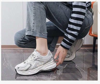 Women's Fashion Chunky Sneakers 2026 Spring Autumn New Platform Height Increase Shoes Comfortable Breathable Casual Sport Shoes