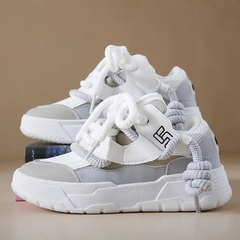 Trendy Women's Men Chunky Sneakers Versatile Casual Thick Soled Board Shoes Female Little White Shoes Walking Shoe Hombre Mujer
