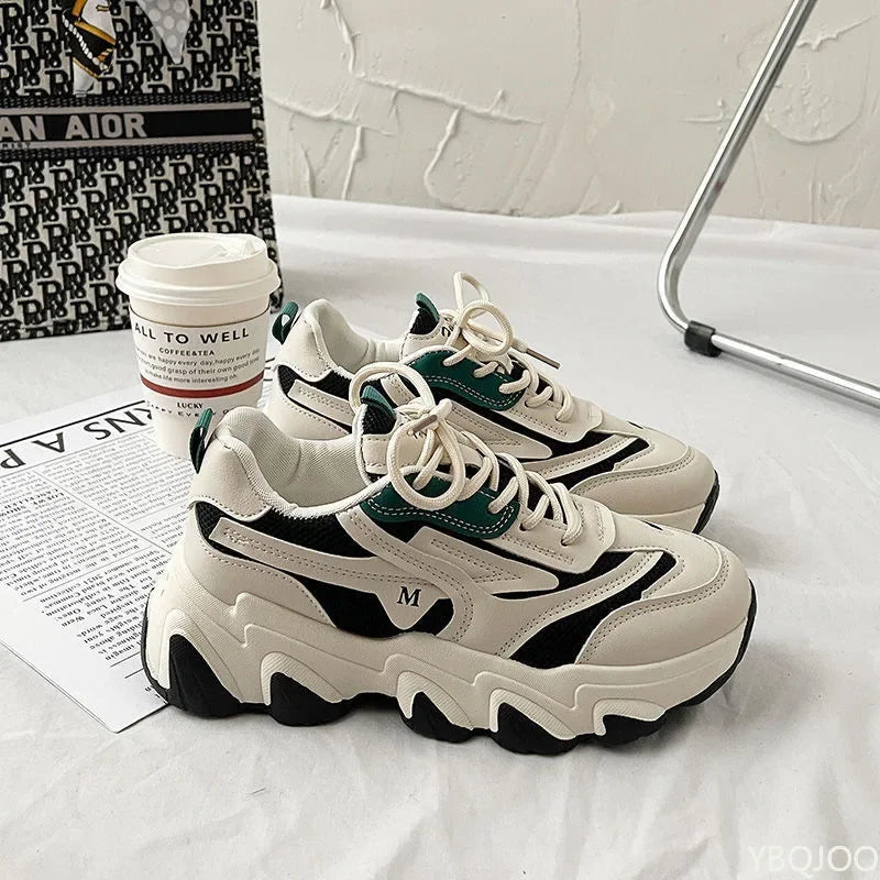 Ladies New fashion Shoes Thick soled comfortable Sneakers Trendy versatile leather shoe Casual breathable Women's shoes Mujer