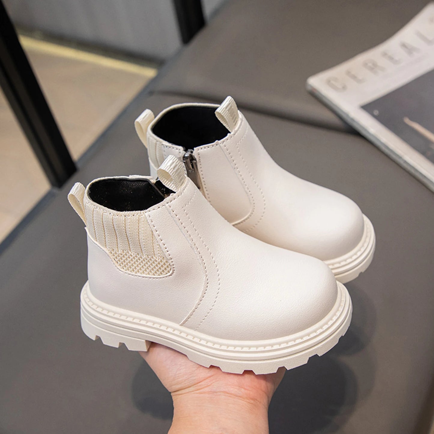 Kids Short Boots Fashion Boys Shoes Autumn Winter Leather Children Boots Non-Slip Toddler Girls Boot Toddler Snow Shoes