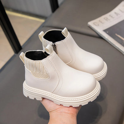 Kids Short Boots Fashion Boys Shoes Autumn Winter Leather Children Boots Non-Slip Toddler Girls Boot Toddler Snow Shoes
