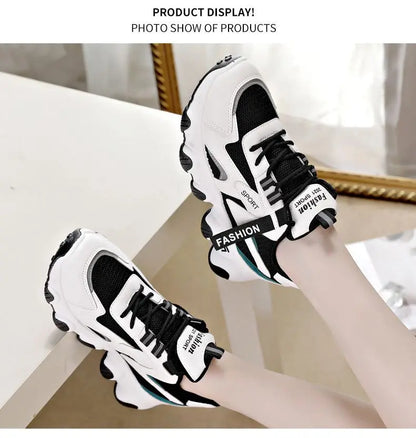 Zapatillas Mujer Sneakers Trendy Mesh Platform Sneakers Leather Shoes Breathable Socofy Casual Sports Shoes Women Flats