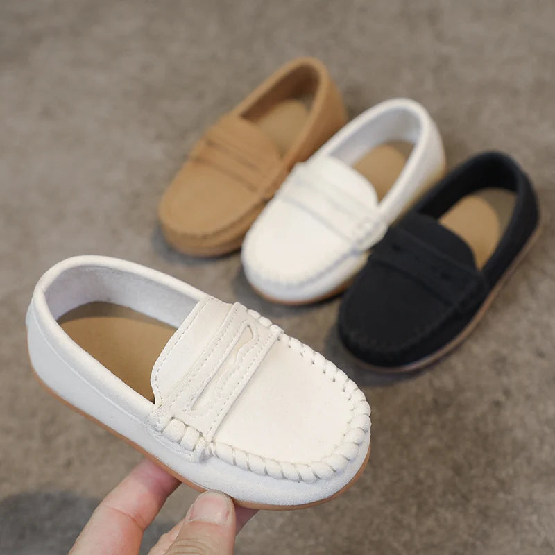 Boys Moccasins Shoes Fashion Solid Color Kids School Causal Shoes Breathable Non-slip Children Slip-on Flats Loafers Size 21-30