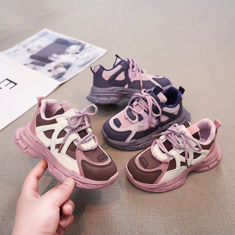 Kids Sneakers Handsome Girls Running Shoes Mesh Breathable  New Girls Sports Shoes Thick Soft Sole Comfort for Students