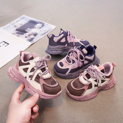 Kids Sneakers Handsome Girls Running Shoes Mesh Breathable  New Girls Sports Shoes Thick Soft Sole Comfort for Students